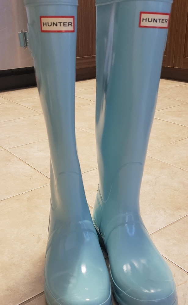 Hunter Light Blue Tall Gloss Rain Boots